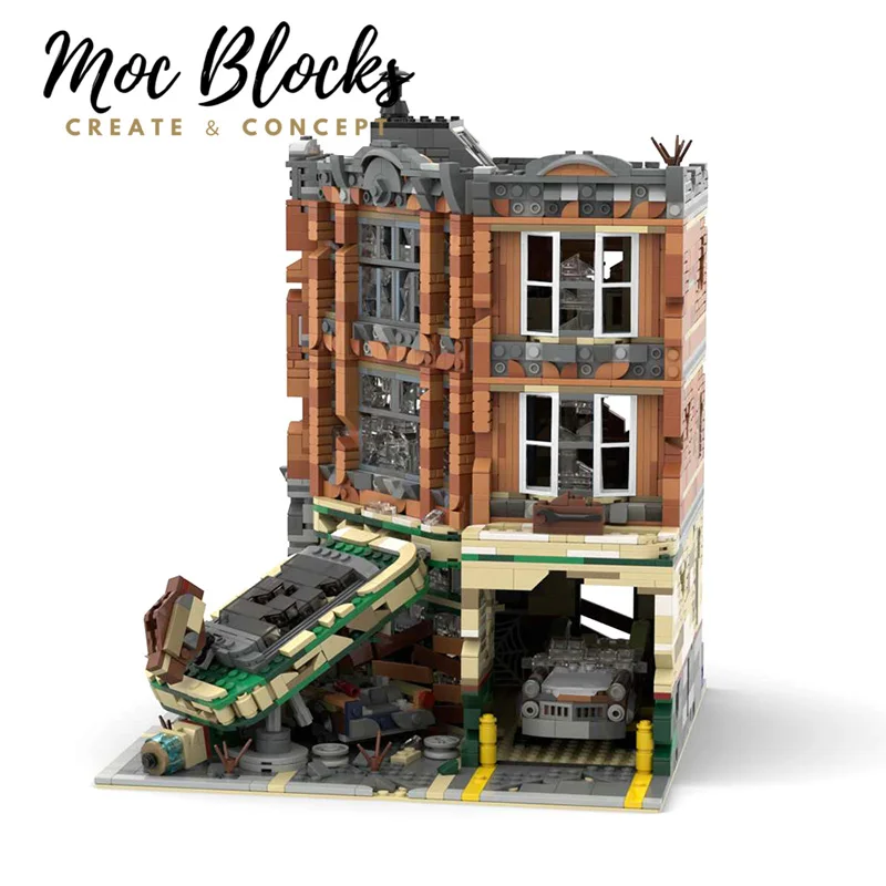 Building Blocks City Street View Doomsday Ruins Church Model Ideas MOC Set Toys 