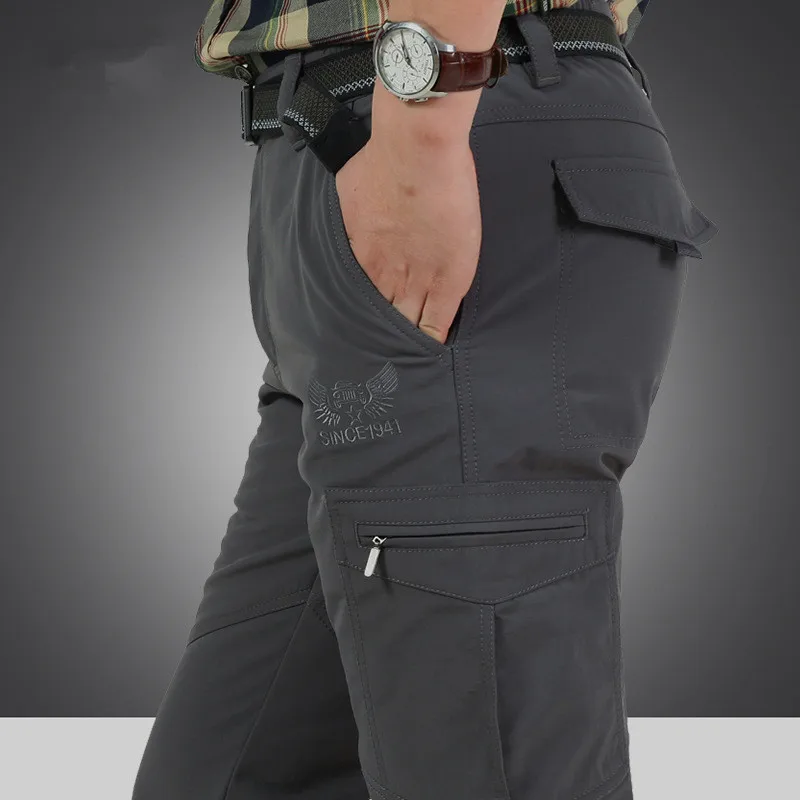 남성용 두꺼운 따뜻한 카고 바지, 캐쥬얼 플리스 포켓, 긴 바지, 느슨한 헐렁한 조거 작업자, 남성 바지, 4XL 패션, 겨울, 신상 2023