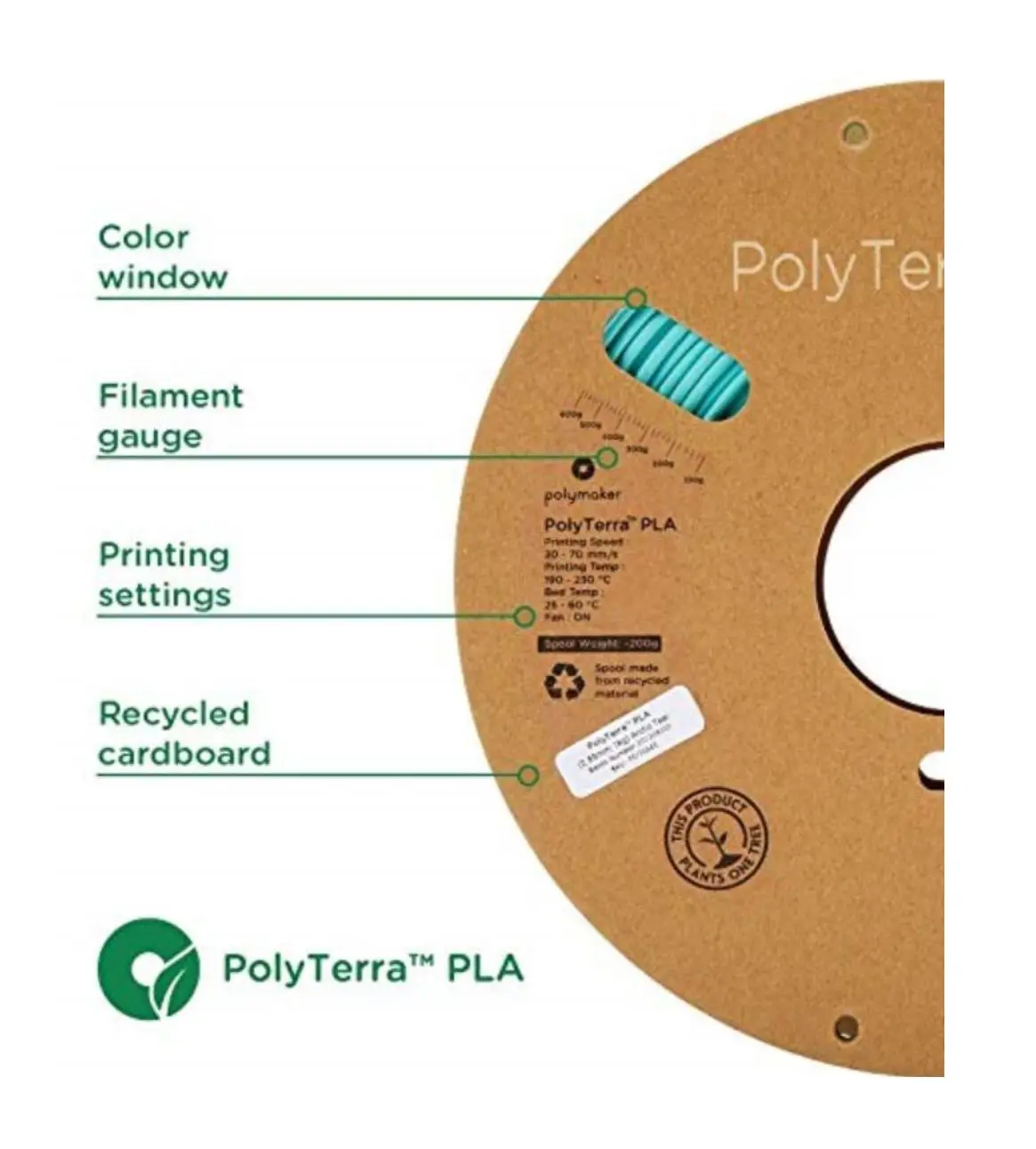Polymaker PolyTerra PLA Filament 1.75mm 1kg, Matte 3d printer filament PLA polycarbonate 3d printer
