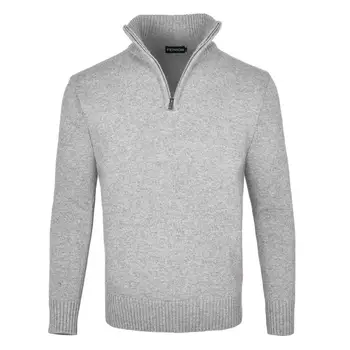 

FEINION Men's Polo Sweater Rib Knit Half Zip Pullover Fall Winter Mock Neck Long Sleeve Jumper 770