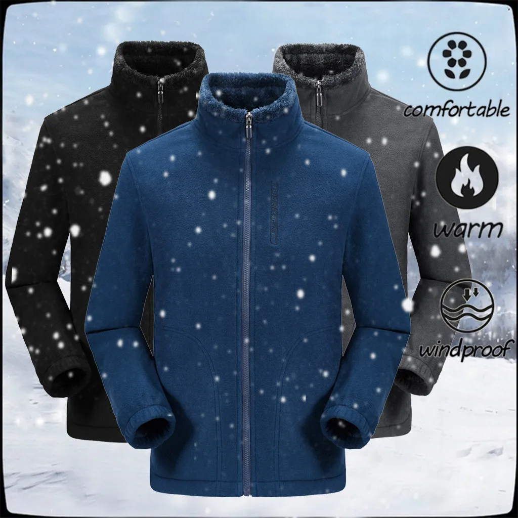 

Men's Casual Autumn Winter Long Sleeve Zipper Fleece Outdoor Add Wool Coat 2019 Autumn and Winter New Arrivals quality new 823