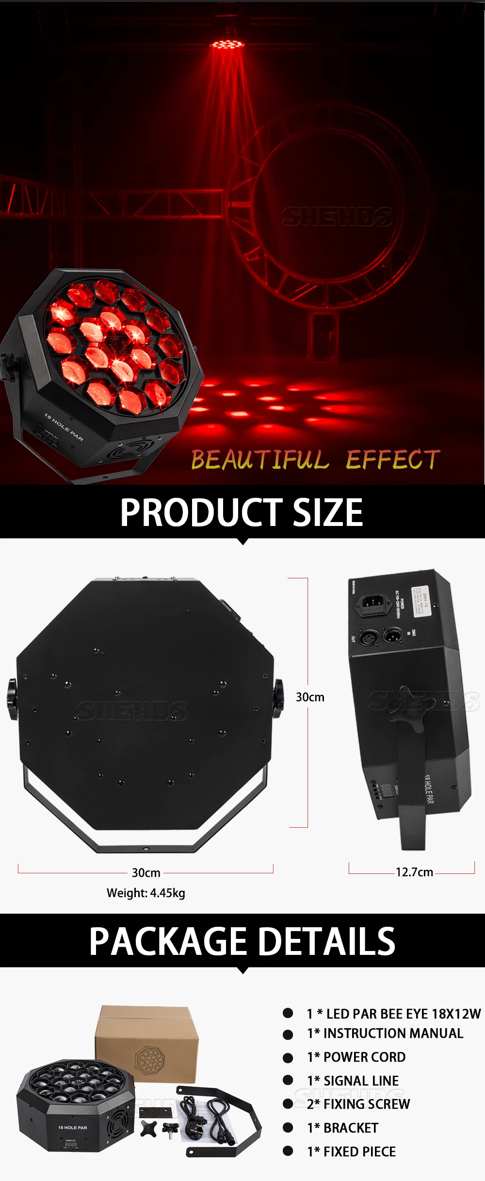 SHEHDS Led 18x12 Вт пчелиный глаз Par Светильник RGBW 21/12 DMX профессиональный высококачественный сценический DJ вечерние бальные бар Свадебный светильник