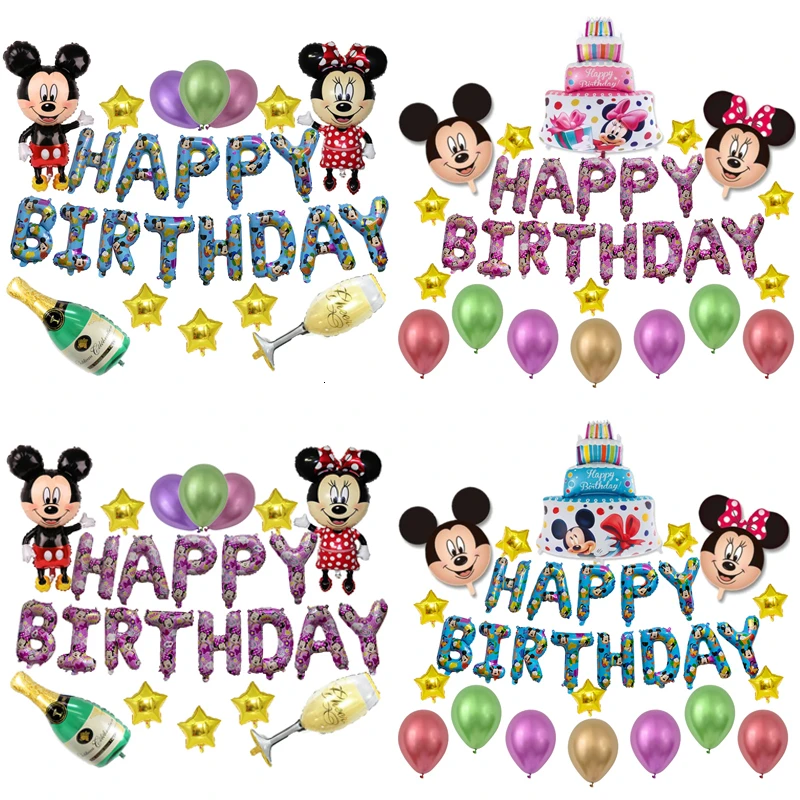 1st Birthday Party Foil Balloon Accessories Happy Birthday blue boy Mickey Mouse