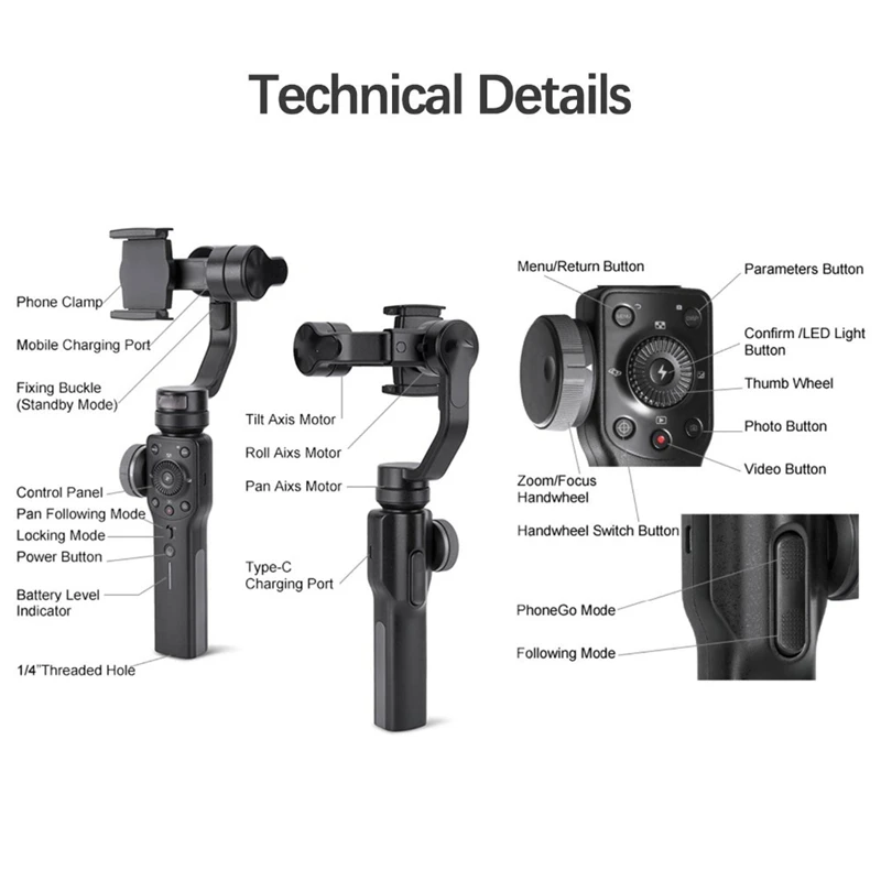  AAAE Top-3-Axis Handheld Smartphone Gimbal Stabilizer for Iphone Xs Xr X 8Plus 8 7P 7 Samsung S9 S8