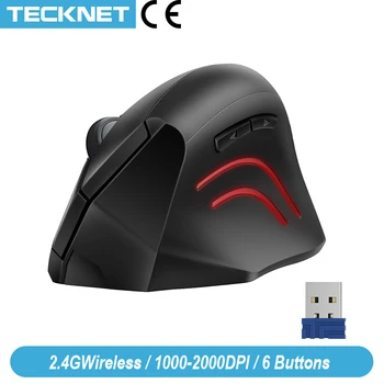 

TeckNet Vertical Wireless Mouse 2.4GHz Nano Ergonomic Optical Mouse 3 Adjustable Levels 2000/1200/800DPI Mouse For PC Computer