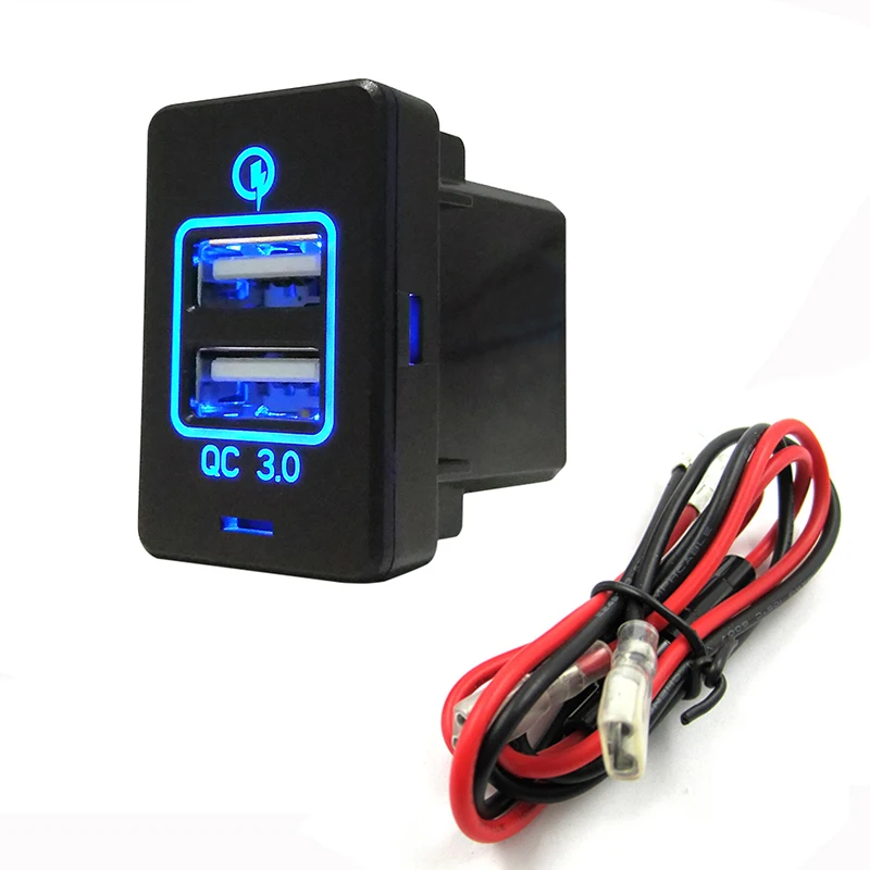 Для Honda, 1 шт., новинка, QC 3,0, быстрая зарядка, двойной USB, автомобильное зарядное устройство, быстрая зарядка, 2 USB порта, автомобильный адаптер, светодиодный разъем, 12-24 В