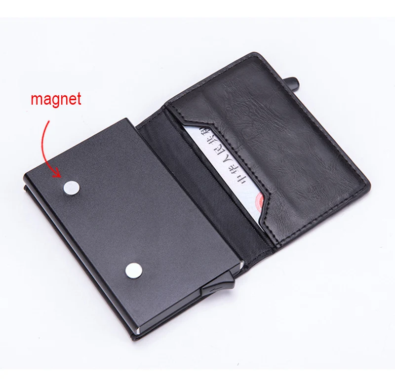 Магнитный с защитой от RFID, для карт держатель для женщин и мужчин кошельки тонкий бумажник кожаный кошелек для монет маленький мужской черный Мини Кошелек portomonee