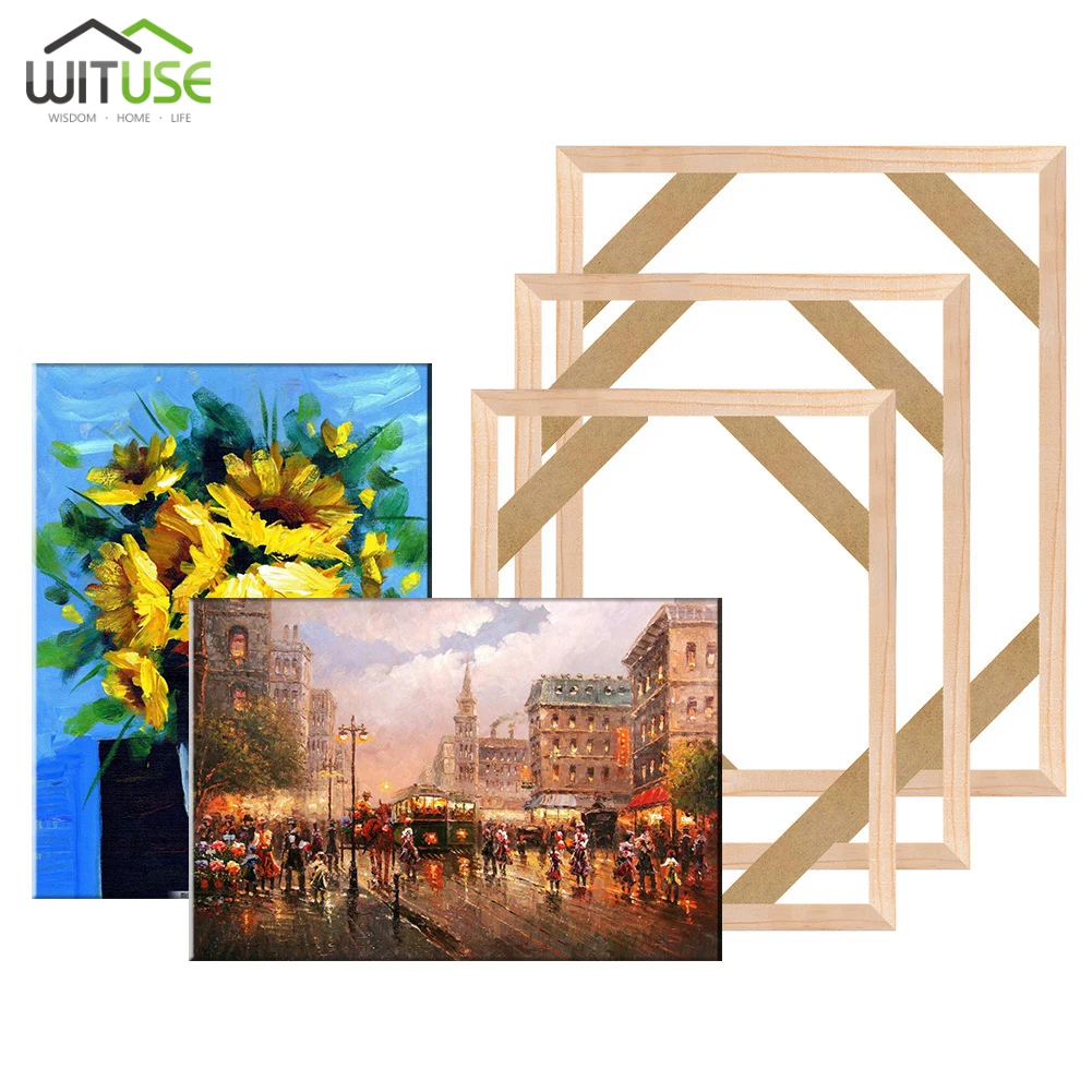 Big Diy Wood Frame For Canvas Oil Painting Wall Art Wooden Stretcher Bars Multiple Sizes Diamond Paintings Home Decor