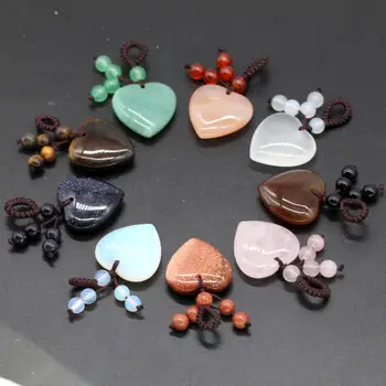 

10Pcs Natural Stone Heart Pendant Fashion Heart Handmade Jewelry Free Shipping PD0601