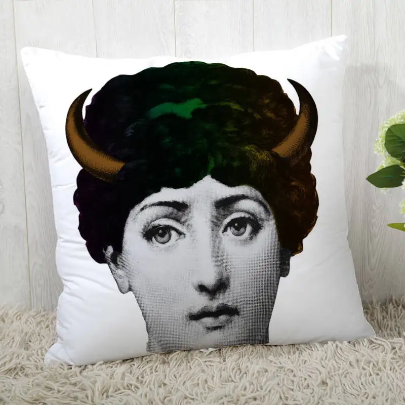Pillowcase 12 Наволочки на заказ итальянские-Fornasetti-серия Art Woman Face квадратная Наволочка на молнии наволочка 40*40 см, 45*45 см(одна сторона - Цвет: Pillowcase 12