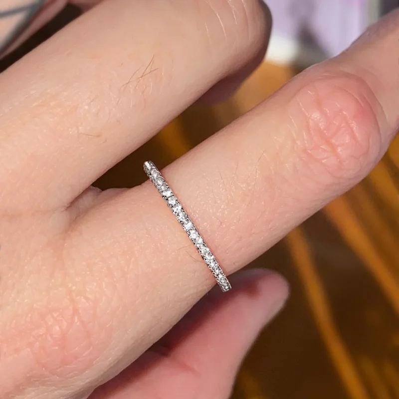 Eternity Square CZ Fashion Women Wedding Engagement Band Ring Jewelry Size 6-11 
