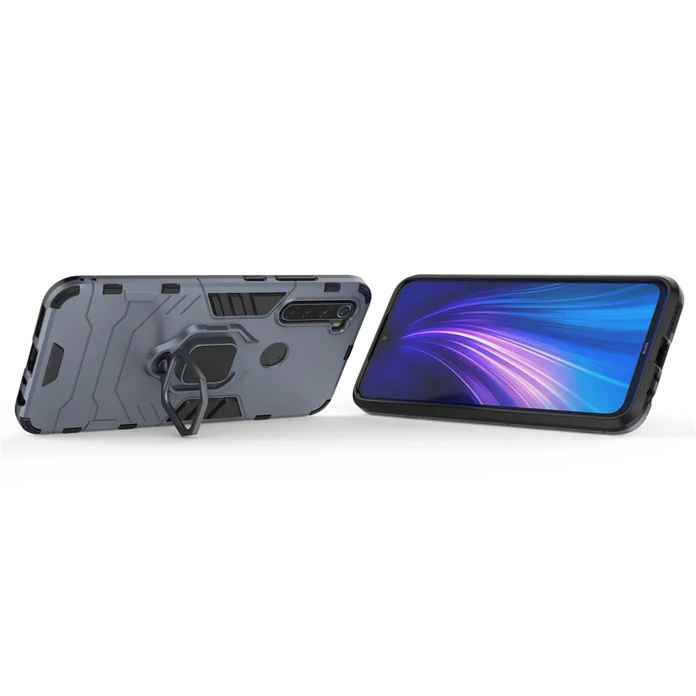 Чехол с кольцом для Xiaomi Redmi Note 8 T, черный/красный/синий, с защитой от повреждений, матовый, для Redmi Note 8T 8, прочный бронированный чехол для телефона, чехол s