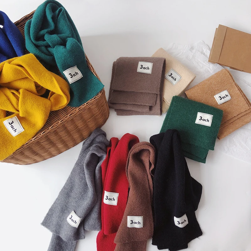 

Autumn Winter Kids Boys Girls Scarf Soft Warm Imitation Cashmere Baby Neckerchief Children's Neck Scarves 13 Colors