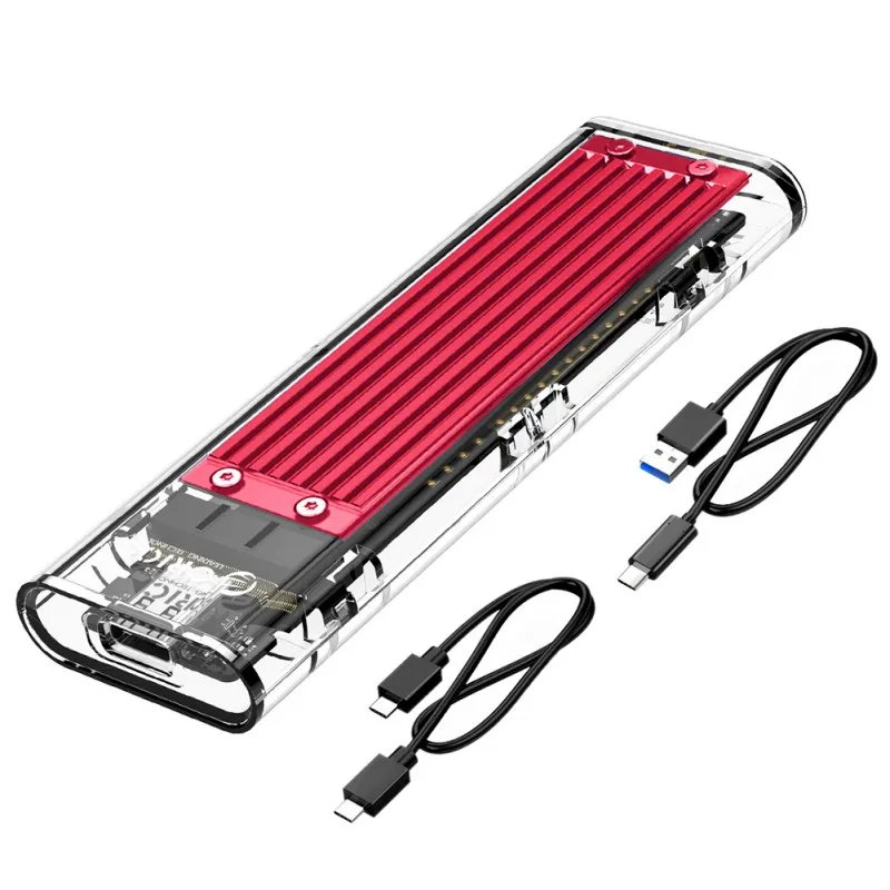 Четыре цвета M.2 SSD корпус NVME type C USB 3,1 Gen2 10 Гбит/с UASP прозрачный корпус для 2230 2242 2260 2280 - Цвет: Красный
