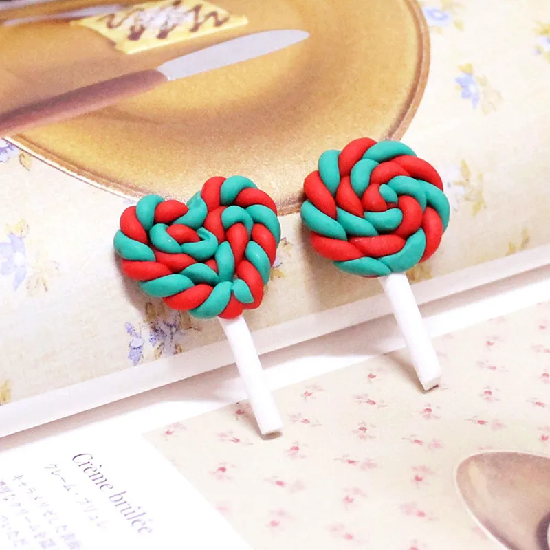 

10Pcs Kawaii Miniature Simulation Lollipop Fimo Clay Craft Christmas Decoration DIY Embellishments for Scrapbooking Accessories