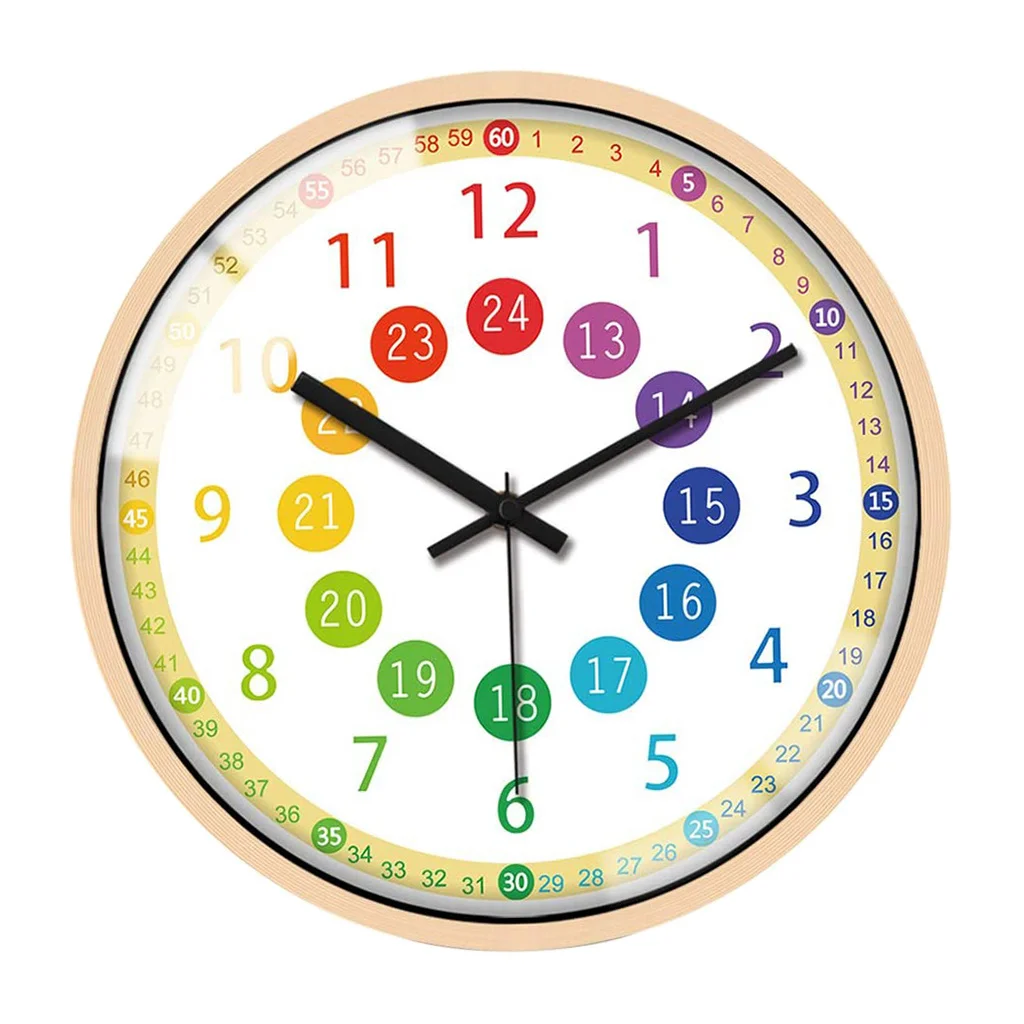 Telling Time Teaching Clock, Silent Non Ticking Battery Operated Learning Clock for Kids, Perfect for School Classroom, Playroom