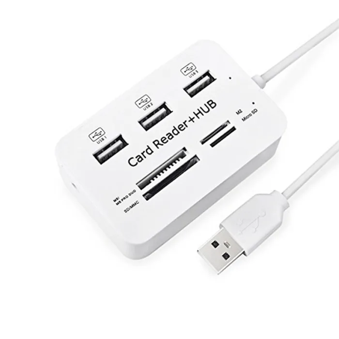 Все в одном USB 2,0 концентратор 3 порта с USB концентратор-картридер 2,0 480 Мбит/с комбо для MS/M2/SD/MMC/TF для ПК ноутбука VDX99