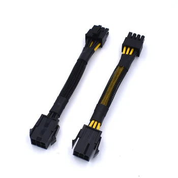 

2pcs/lot 18AWG High quality PCI-E 6 pin to 8 pin 18AWG Power Adapter Cable with black sleeve