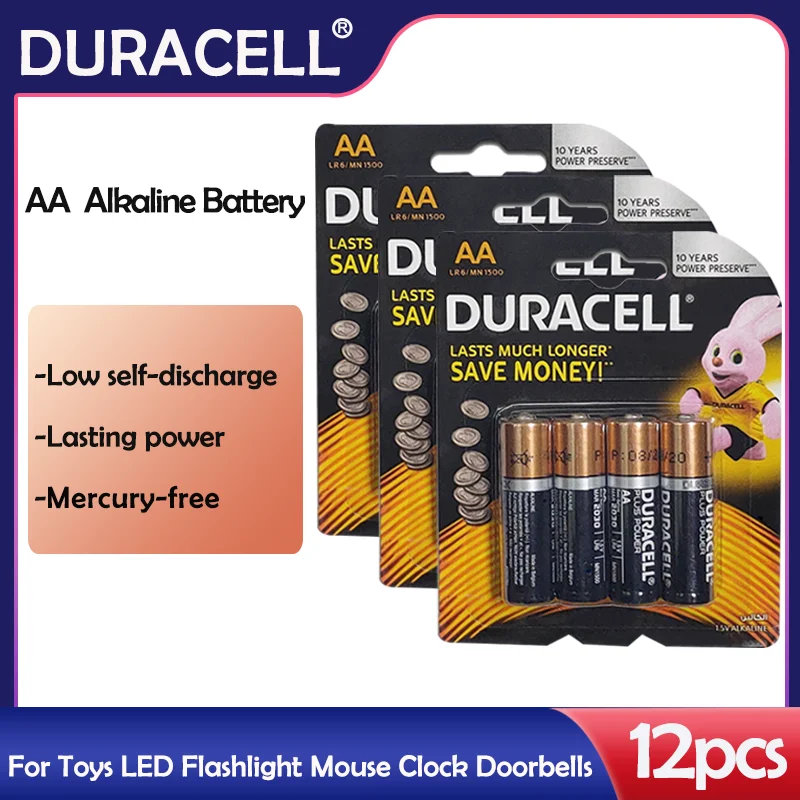12 шт. оригинальная щелочная батарея DURACELL 1 5 в AA LR6 для игрушечной камеры фонарика