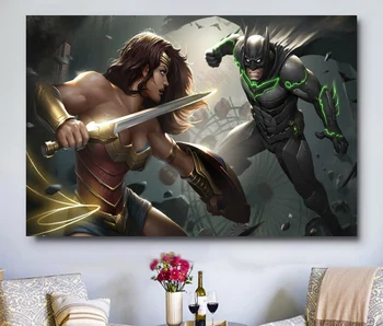 

W226 Injustice 2 Batman Wonder Woman Trend Beautiful Fashion Silk Fabric Wall Poster Art Decor Sticker Bright