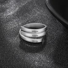 Personalized Stainless Steel Engraved Name Rings Spiral Twist Adjustable Promise Ring Band For Men Women BFF Gift Jewelry