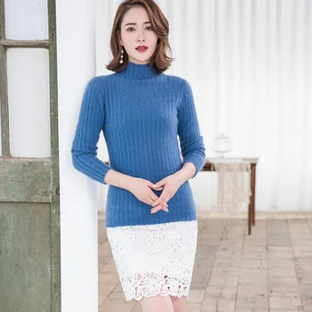 

Autumn and winter wear half-high collar ladies sweater short paragraph head knit bottoming cashmere sweater short paragraph