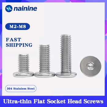 

[M2 M2.5 M3 M4 M5 M6 M8] Hex Hexagon Socket Ultra Thin Super Low Flat Wafer Head Allen Cap Screw Bolt 304 Stainless Steel CM