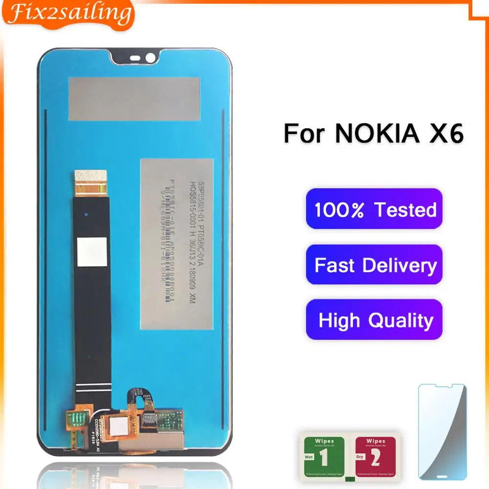 Для Nokia X6 2018 ЖК-дисплей кодирующий преобразователь сенсорного экрана в сборе для 6