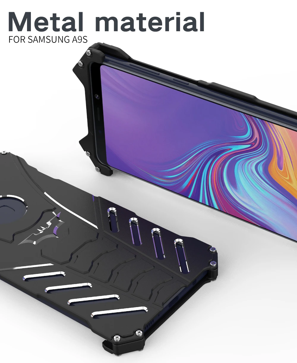 Роскошный металлический чехол с винтовой подставкой и Бэтменом для samsung galaxy A9s A8s A9 Star Lite C5 C7 C9 Pro Алюминиевый бампер чехол для телефона