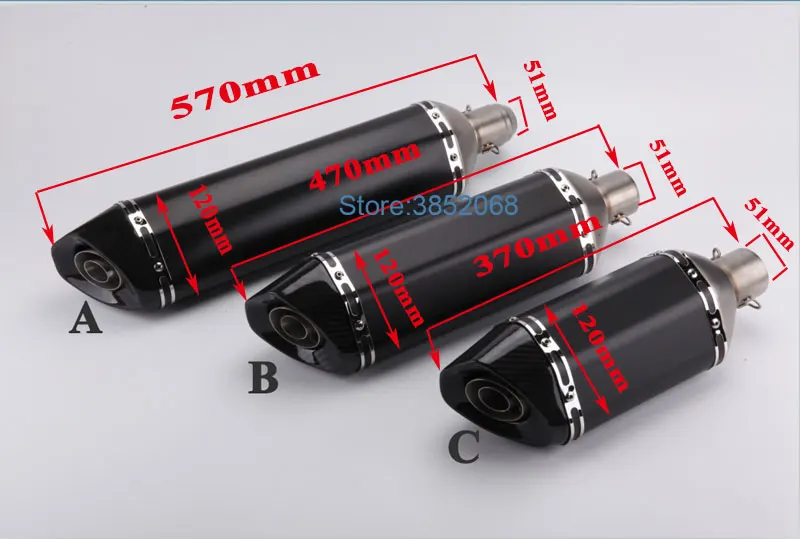 570 мм/470 мм/370 мм лазерная маркировка Akrapovic выхлопная труба мотоцикла Мотоцикл углеродного волокна наконечник глушитель Escape с DB Killer