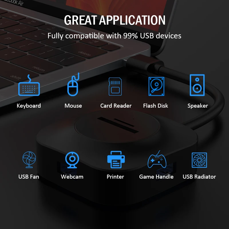 TeckNet usb-хаб USB 3,0 разветвитель концентратор для MacBook Pro поверхность USB 2,0 адаптер расширитель 5 портов концентратор с микро USB для компьютера USB