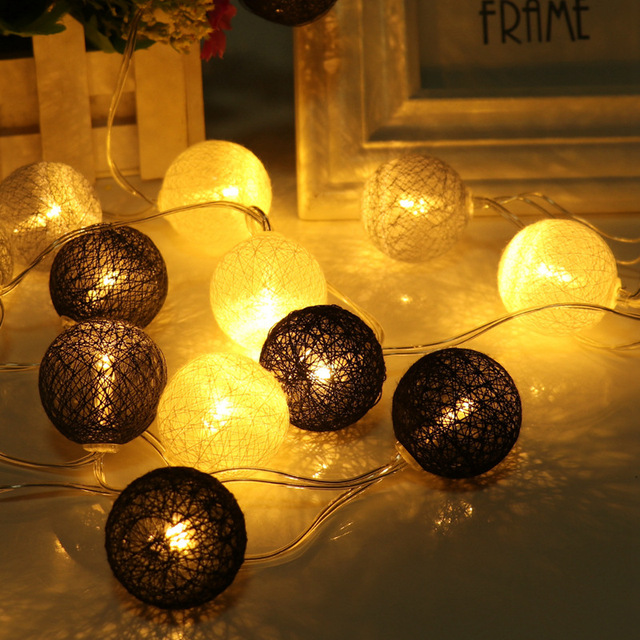 20 LED Cotton Ball Garland Lights String Christmas Xmas Outdoor Holiday Wedding Party Baby Bed Fairy Lights Decorations