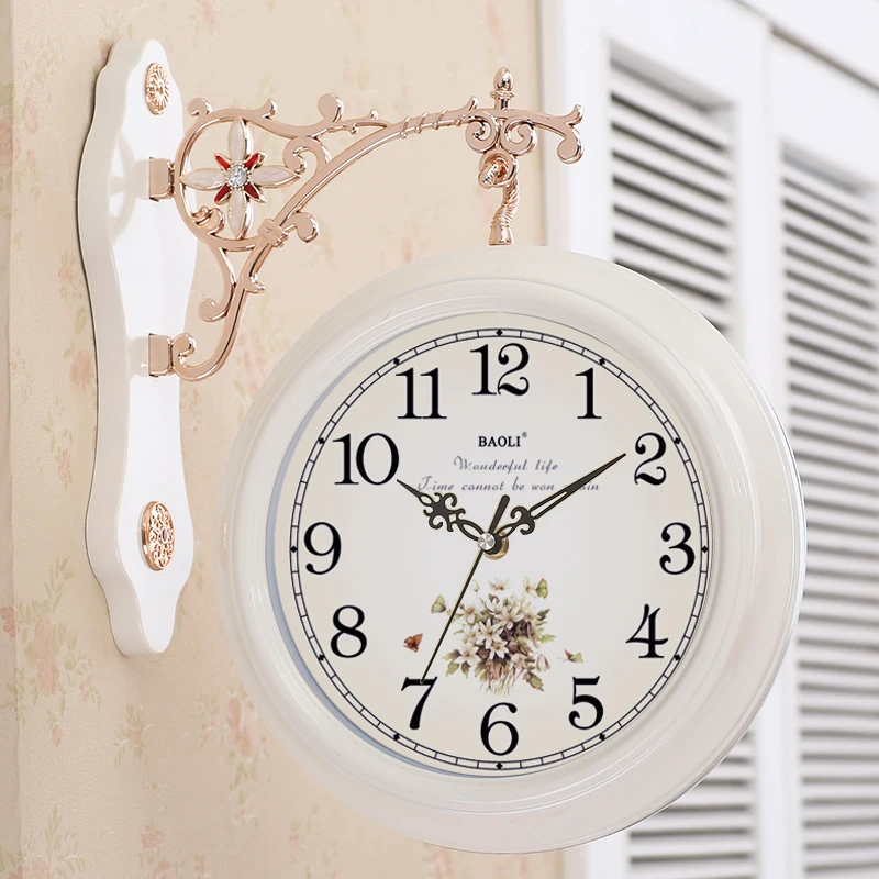 

Luxury Silent Modern Design Wall Clock Outdoor Double Sided Creative Kids Wall Clock Large Kitchen Wandklok Home Decoration