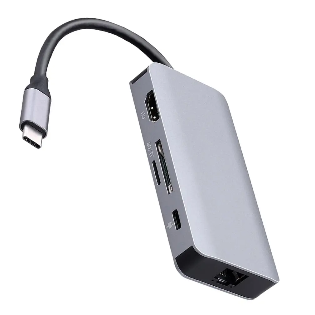 Type C USB C концентратор многопортовый USB 3,1 type C к HDMI USB 3,0 RJ45 SD кардридер зарядка PD адаптер конвертер для Mac - Цвет: 7 Port