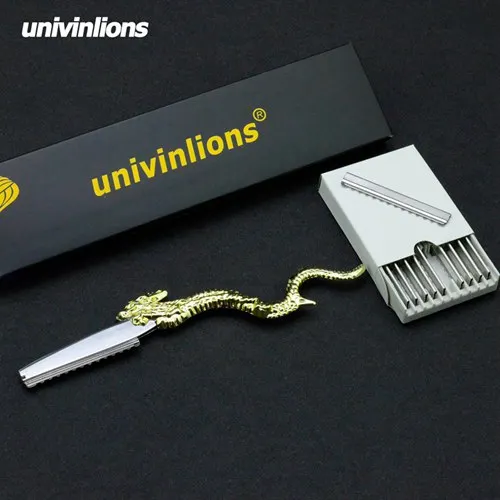Univinlions нержавеющий Дракон прямое бритвенное лезвие для укладки волос Парикмахерские ножницы для прореживания бритвы Стрижка Салон бритвы для волос парикмахерская - Цвет: B-1-A10blades