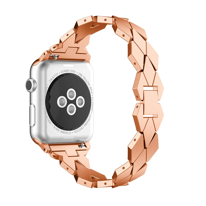 Ремешок для часов ALPQ из нержавеющей стали для Apple Watch 38 мм 40 мм 42 мм 44 мм Женский сменный Браслет с ромб для iwatch 4 3 2 1