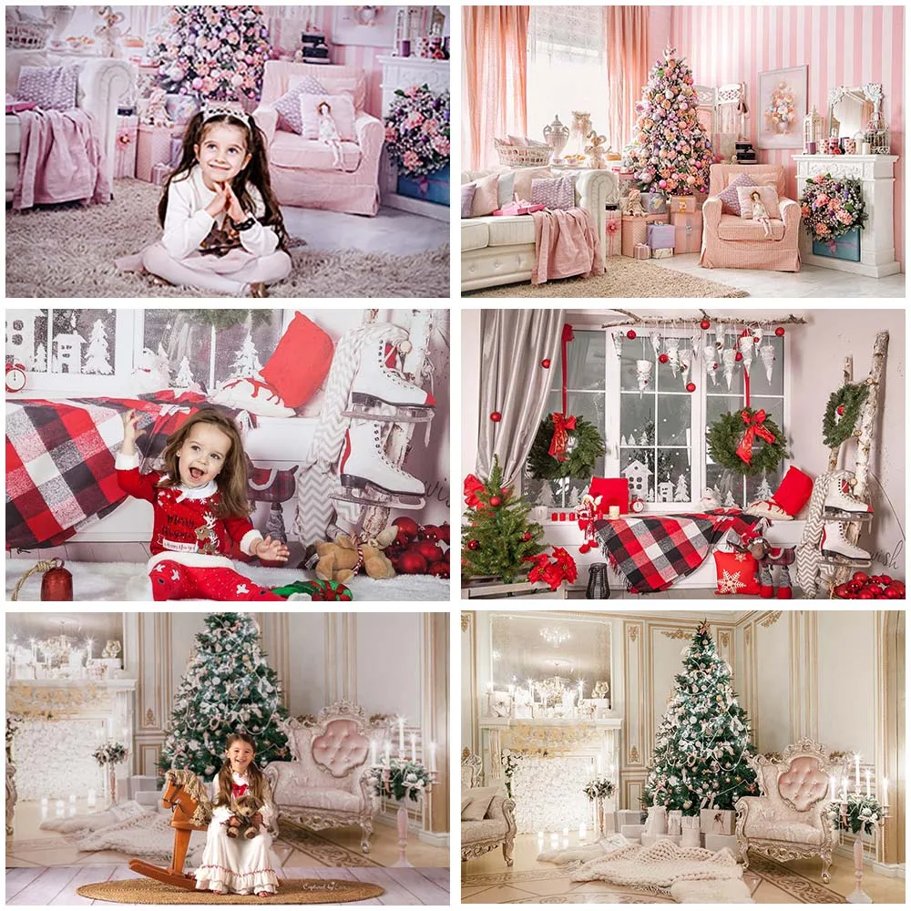 

Christmas Window Interior Photography Backdrops Christmas Tree Gift Toy Decor Photographic Background Photocall photo Studio