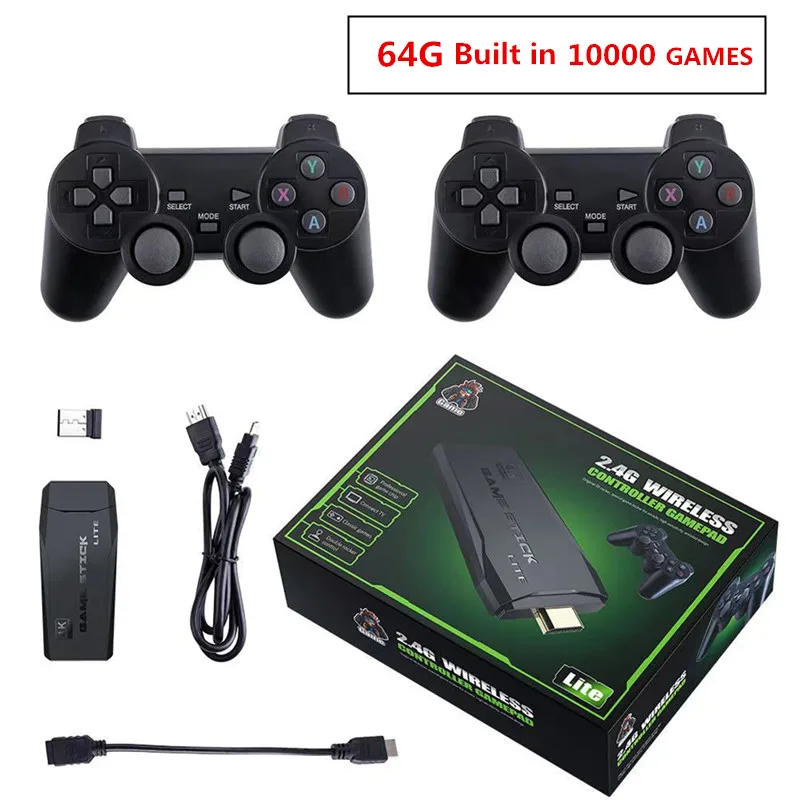 4K HD video game Console Built in 10000 Games TV Game Console Double wireless Controller For PS1 
