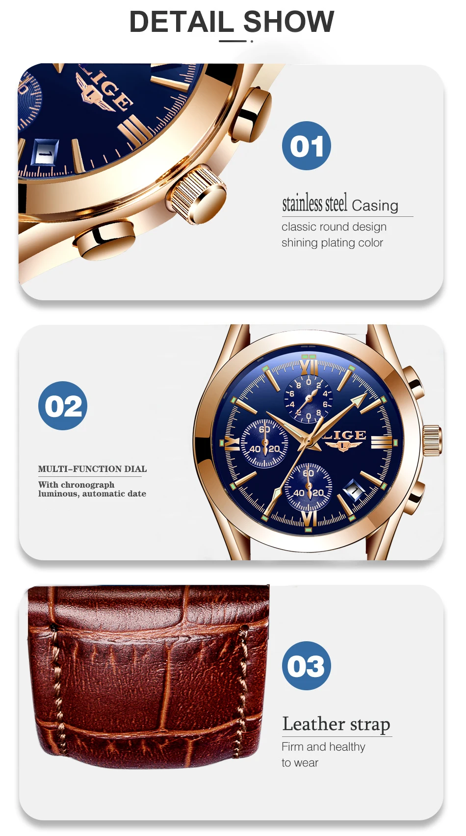 LIGE модные кожаные часы мужские спортивные кварцевые мужские часы, наручные часы Лидирующий бренд Роскошные Водонепроницаемые часы бизнес класса Relogio Masculino+ коробка