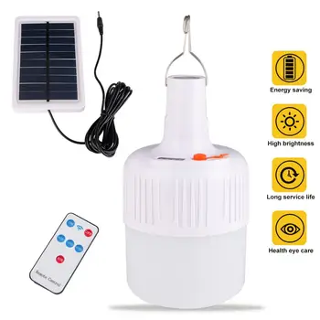 

Portable LED Light Bulb Solar Remote control Rechargeable Emergency Light Bulb Hook Night Light Outdoor Camping Fishing