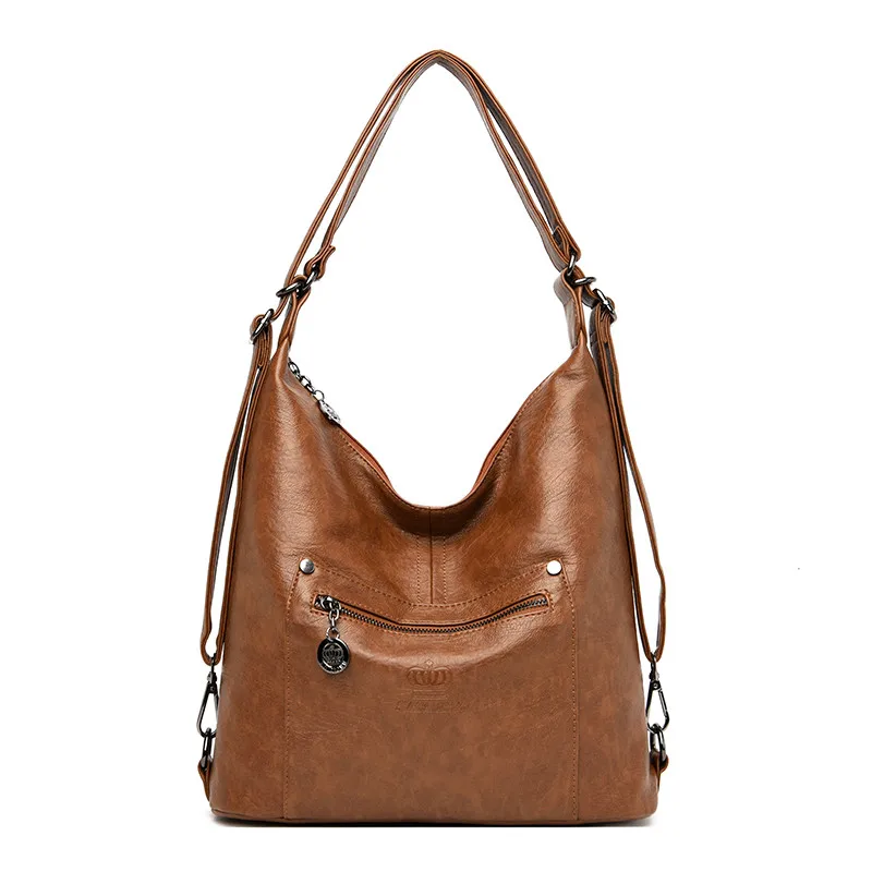 Дизайнерские сумки в стиле ретро, высококачественные кожаные роскошные сумки, женские сумки через плечо для женщин - Цвет: Brown