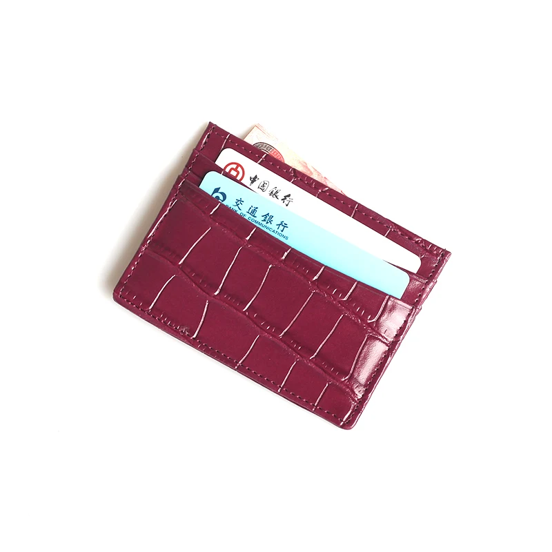 Maroon XMESSUN, натуральная кожа, держатель для карт, для мужчин и женщин, коровья кожа, чехол с крокодиловым кошельком,, на заказ, Имя ID, Кредитная ID карта, кошелек - Цвет: Maroon