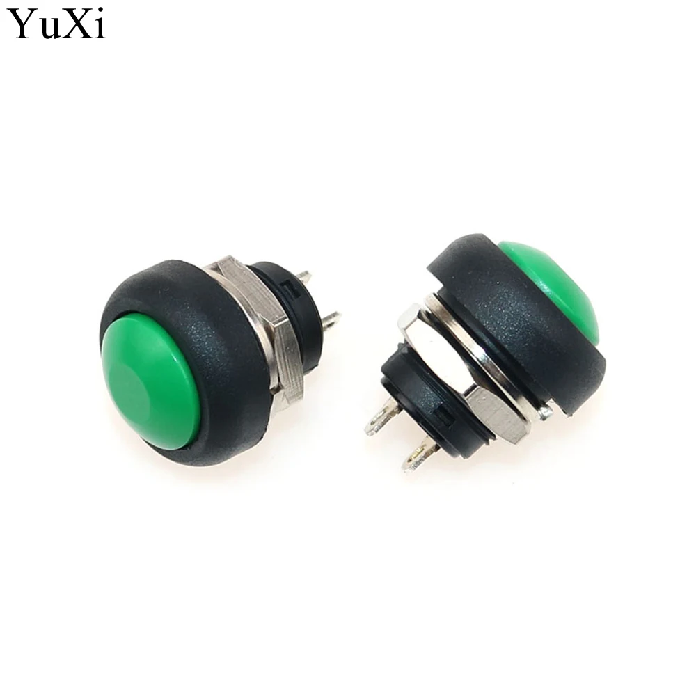 green YuXi 2Pin мини-переключатель 21*18 мм 1A водонепроницаемый переключатель pbs33b 12 В Мгновенный кнопочный переключатель сброс неблокирующийся pbs-33b - Цвет: green