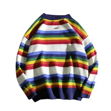 Autumn New Color Striped Sweater Men Warm Fashion Sweter Clothes Casual Knit Sweaters Man Loose Long-sleeved Pullover Men M-2XL Autumn New Color Striped Sweater Men Warm Fashion Sweter Clothes Casual Knit Sweaters Man Loose Long-sleeved Pullover Men M-2XL