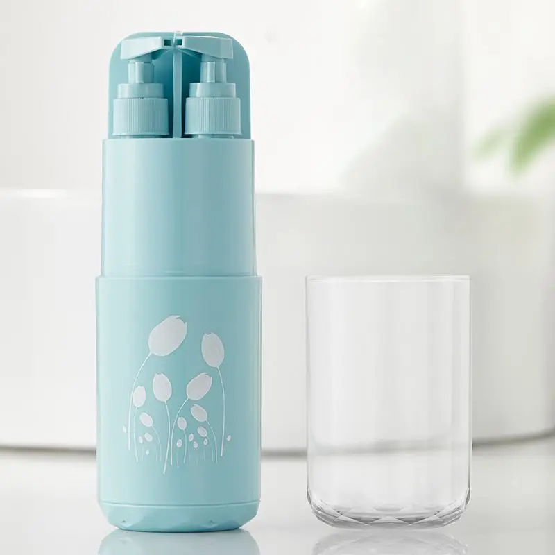 Travel Bottle All In 1 Set Liquid Lotion Container Mirror Comb Gargle Cup Towel Toothbrush Toothpaste Storage Organizer Bathro
