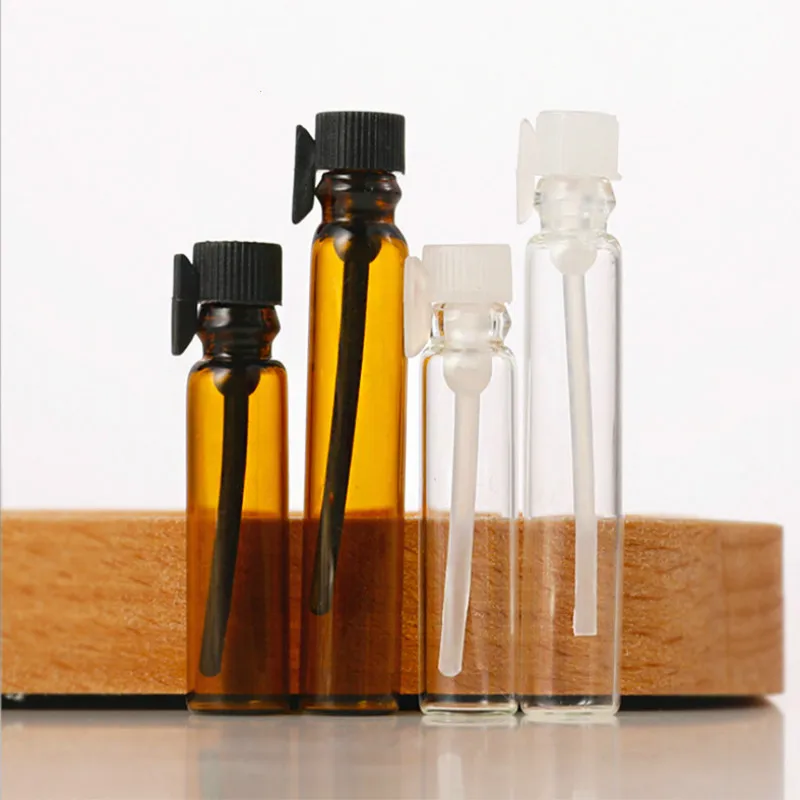 Portable multifunctional fashion 1ml2ml transparent glass drop stick bottle dark brown essential oil perfume | Красота и здоровье