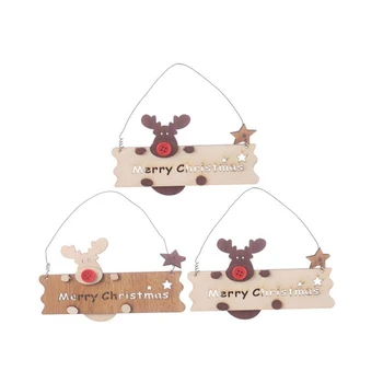 

Christmas Wooden Openwork Letter Elk Pendant Ornament Xmas Tree Hanging Decorations Wooden Gift Navidad