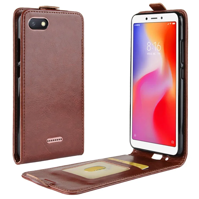Для redmi 6a чехол кожаный чехол защитный чехол Funda для xiaomi redmi 6a флип-чехлы - Цвет: brown