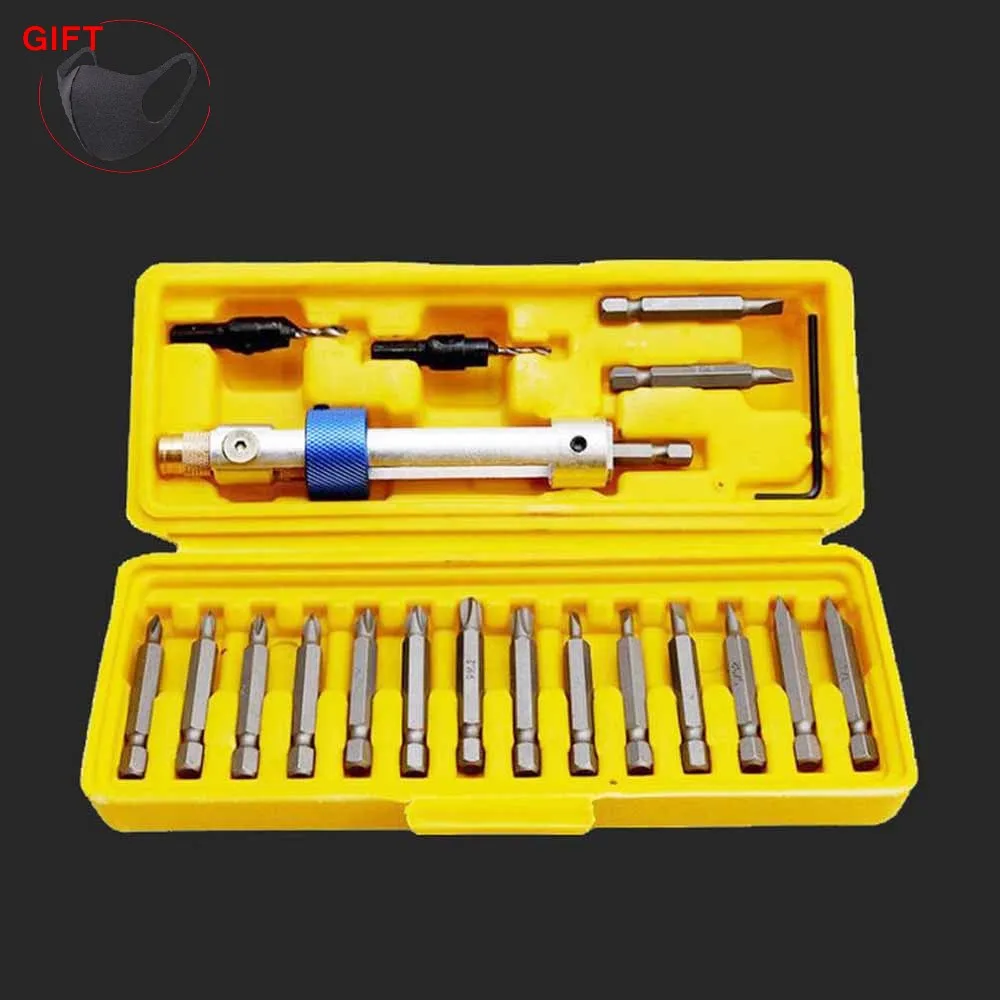 

20pcs Drill Bits Screwdriver Sets Half Time Multi High Speed Steel 16 Different Kinds Head Countersink Allen Wrench Tools Kit