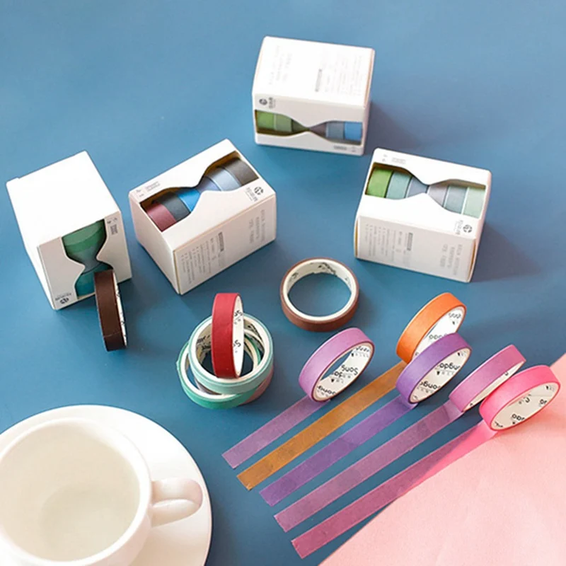 

6 Rolls/Box Color Stationery Washi Tape Classical Solid Color Series Washi Masking Tape Diy Hand Tear Decorative Tape Supplies